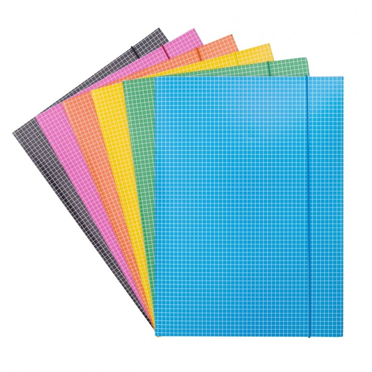 Elastisk mappe A4 400gsm 3 flapper assorterede farver.