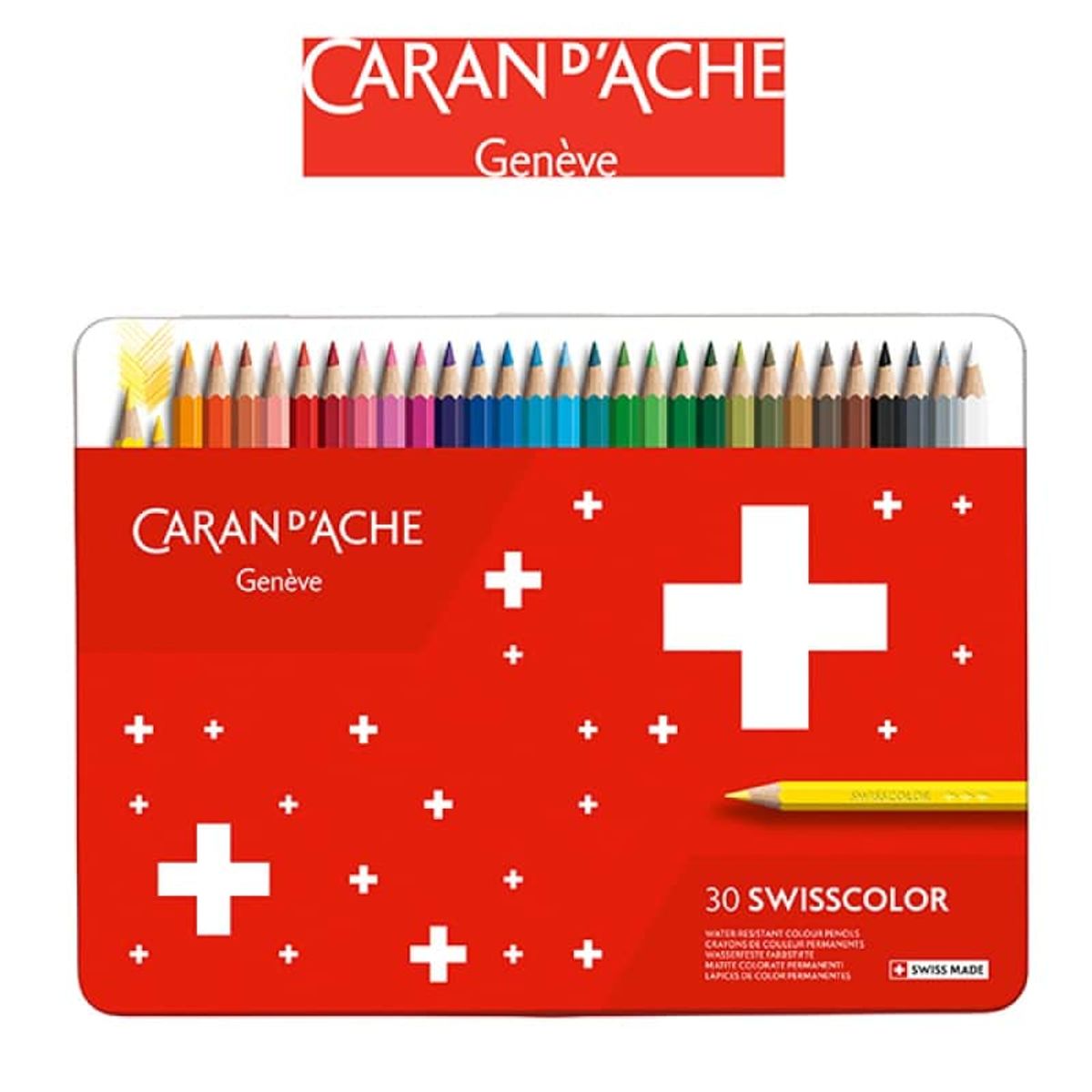 Farveblyanter CARAN D'ACHE Swisscolor metalæske 30 stk.