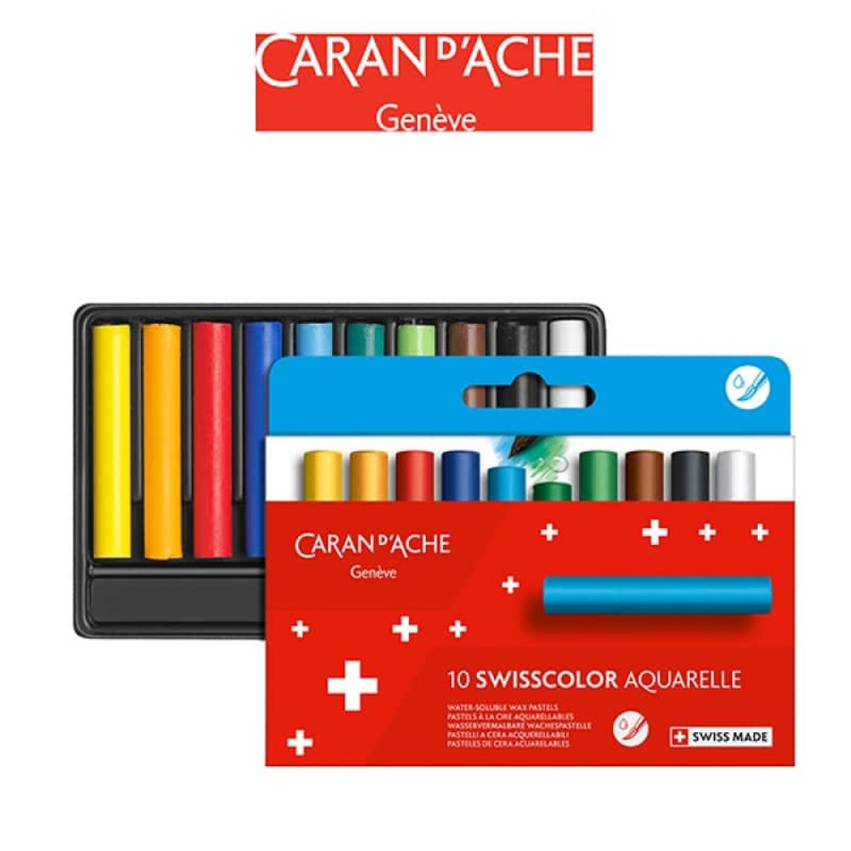 Vandopløselige voksfarver Caran d'Ache Swisscolor.