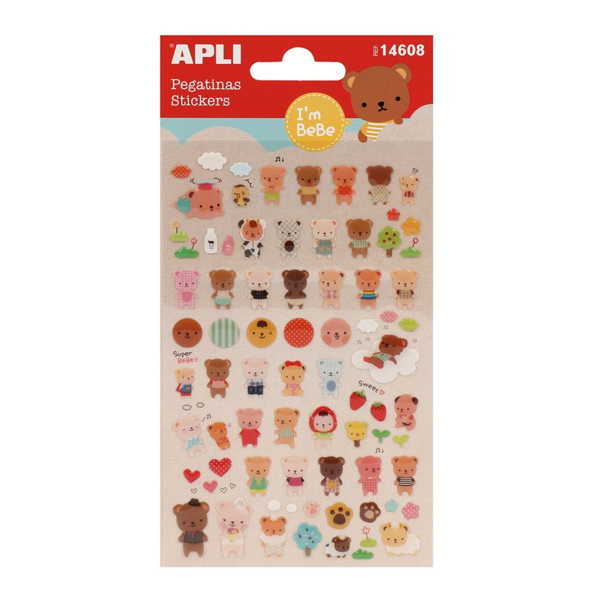 Stickers APLI Bears, farvemix, konvekse,.