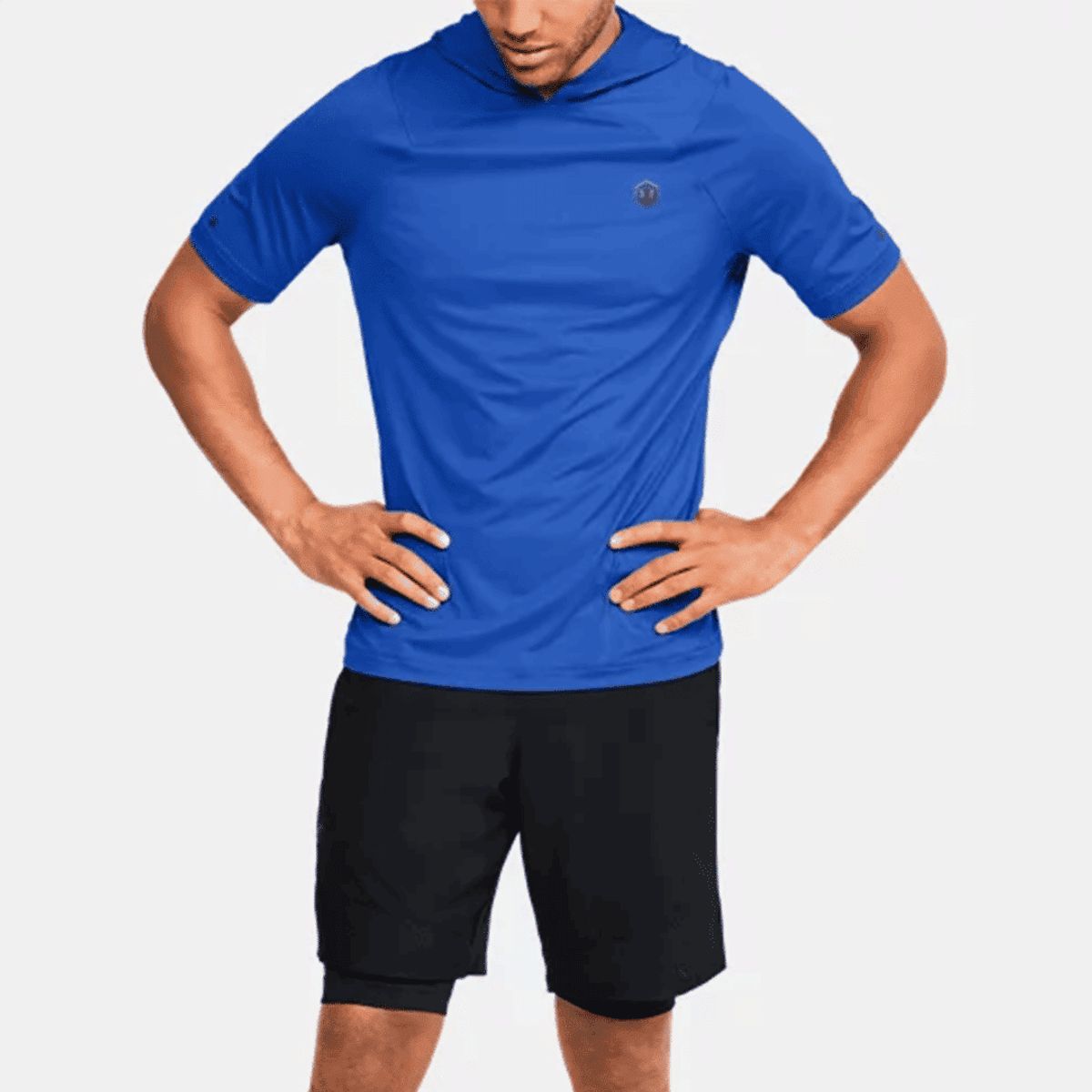 Mænds Under Armour - Rush HeatGear Short Sleve Hoodie - Blå L