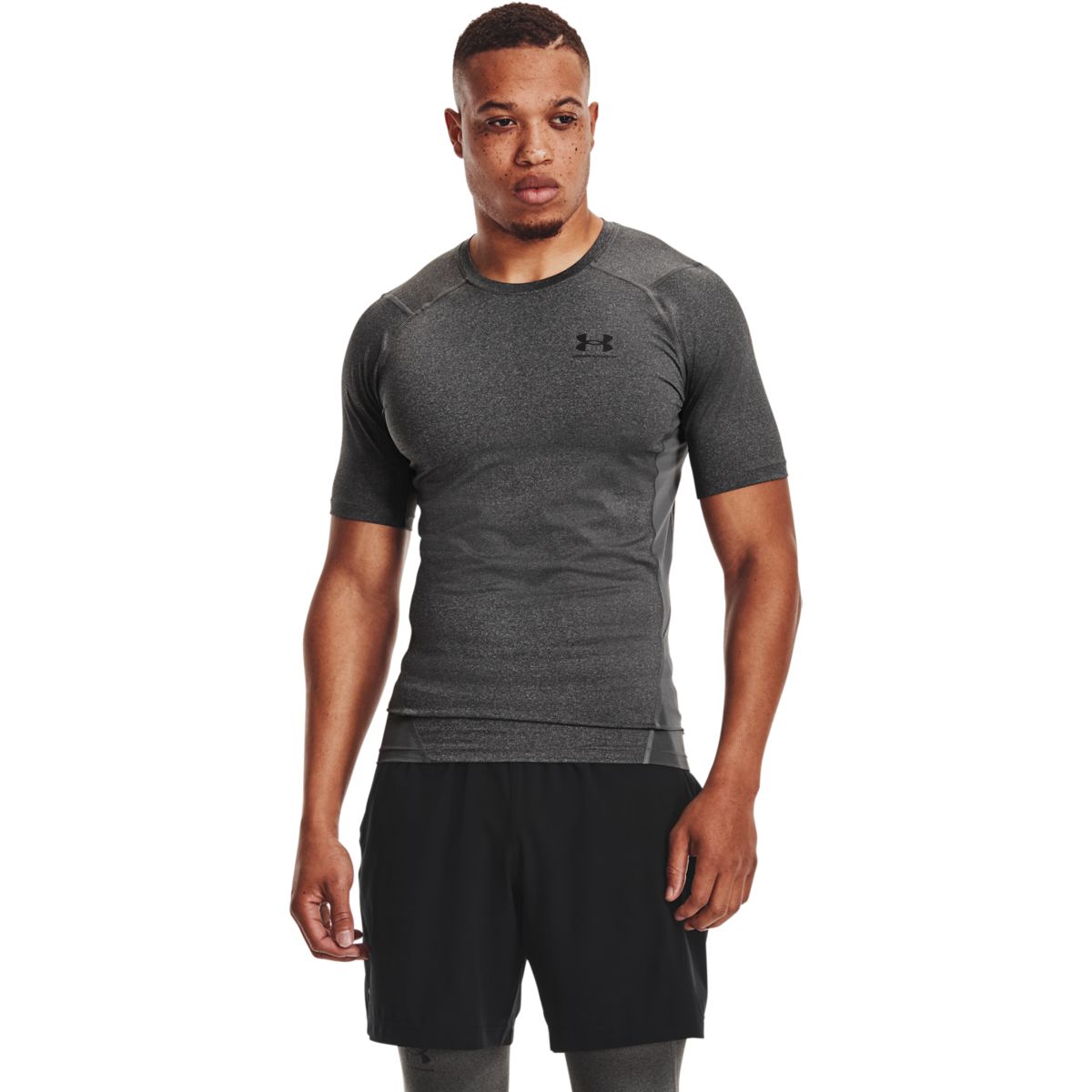 Mænds Under Armour - Compression SS T-shirt - Carbon Heather - Grey M