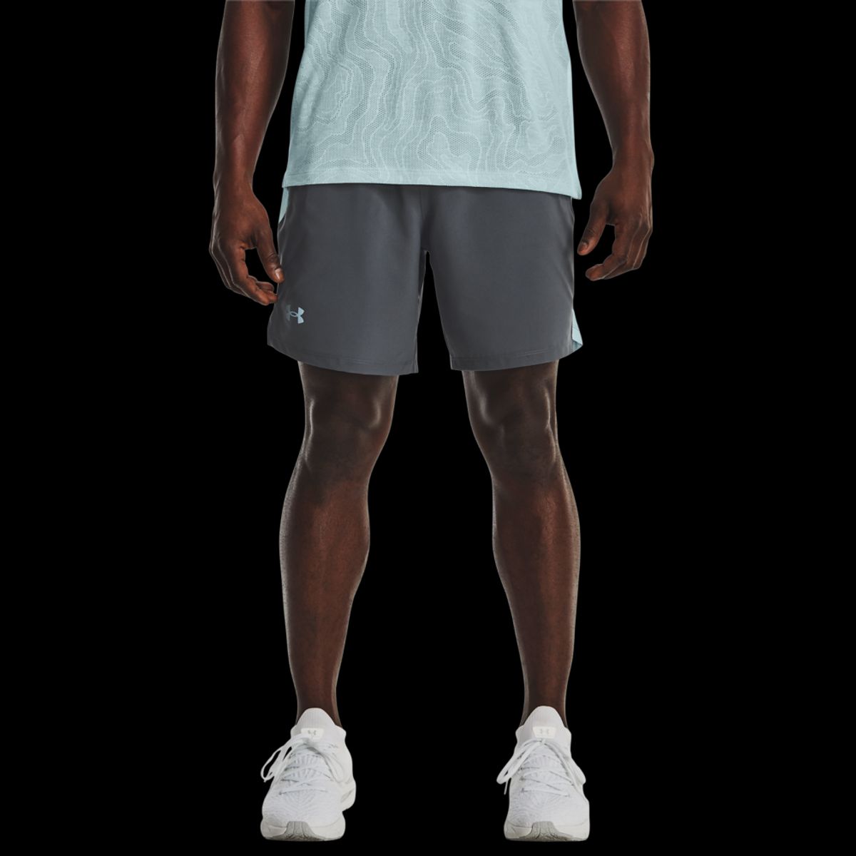 Under Armour Mænd - Launch 7 Inch Shorts - Pitch Grey / Fuse Teal S