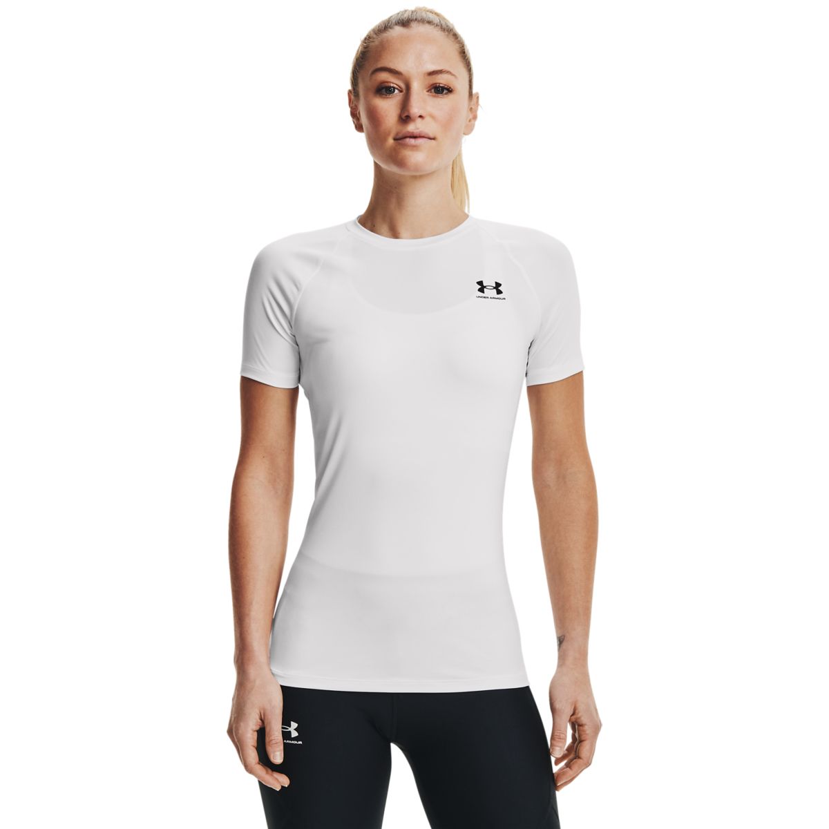 Kvinders Under Armour - Heatgear Authentics Compression SS - White M