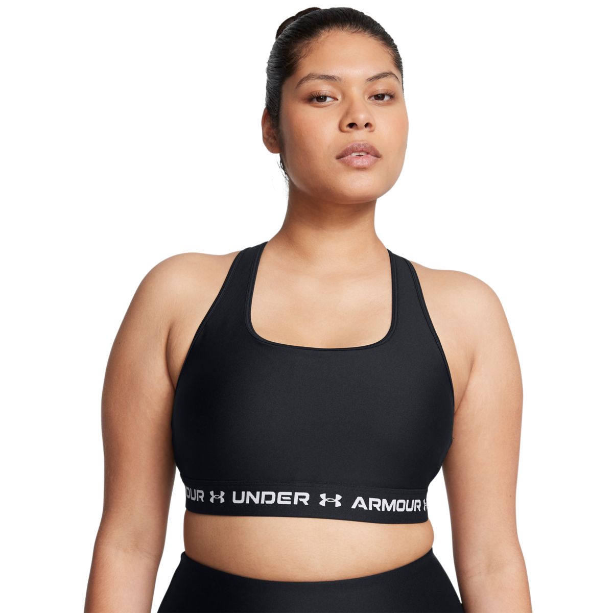 Kvinders Under Armour - Mid Crossback Sports Bra - Black / White L