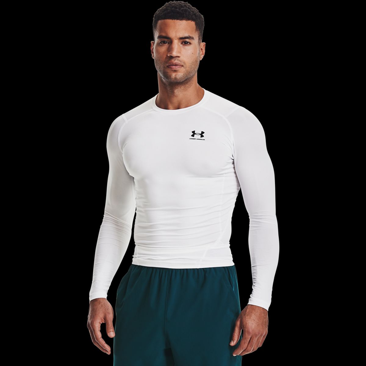 Mænds Under Armour - Compression LS T-shirt - White XXL