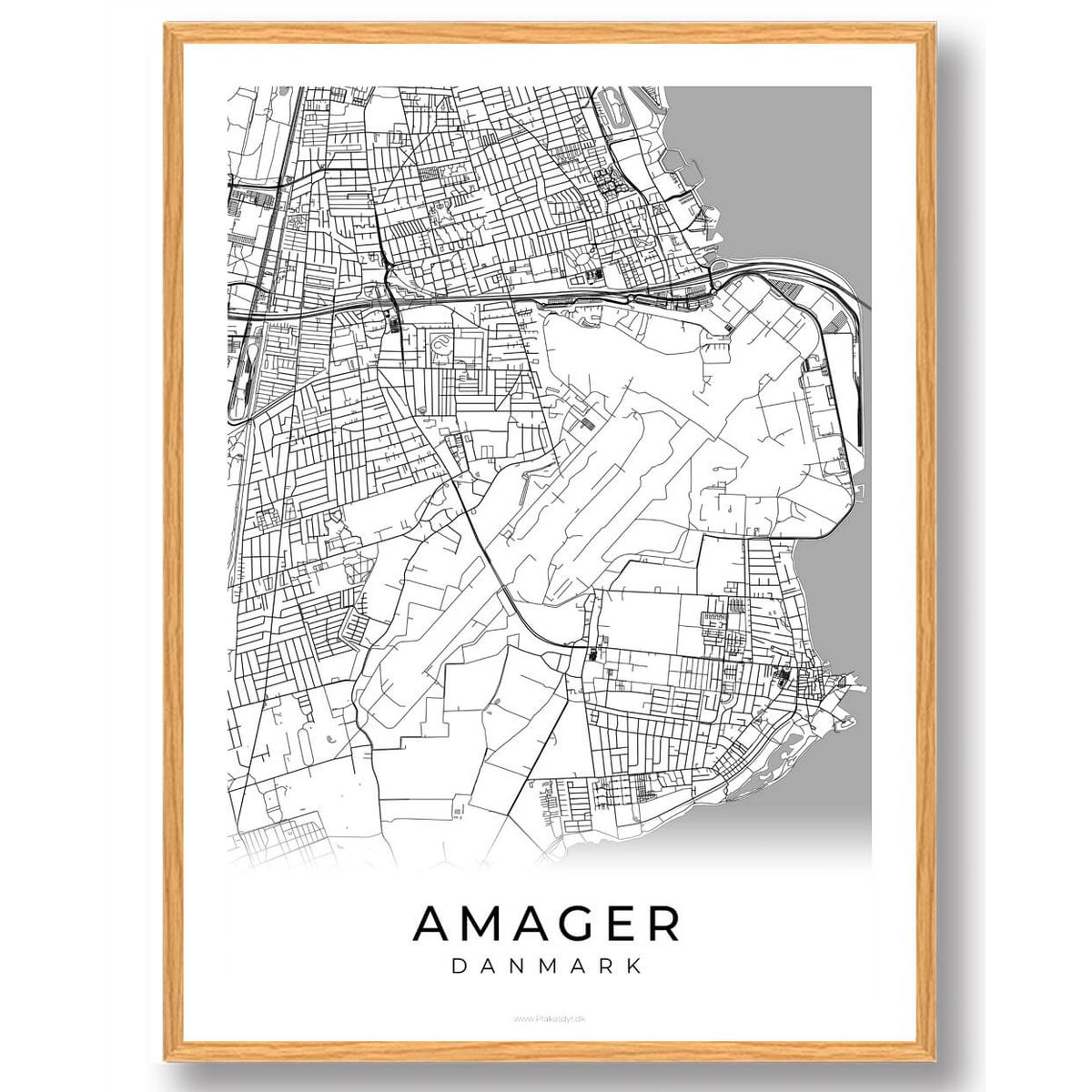 Amager by plakat - hvid (Størrelse: L - 50x70cm (B2))