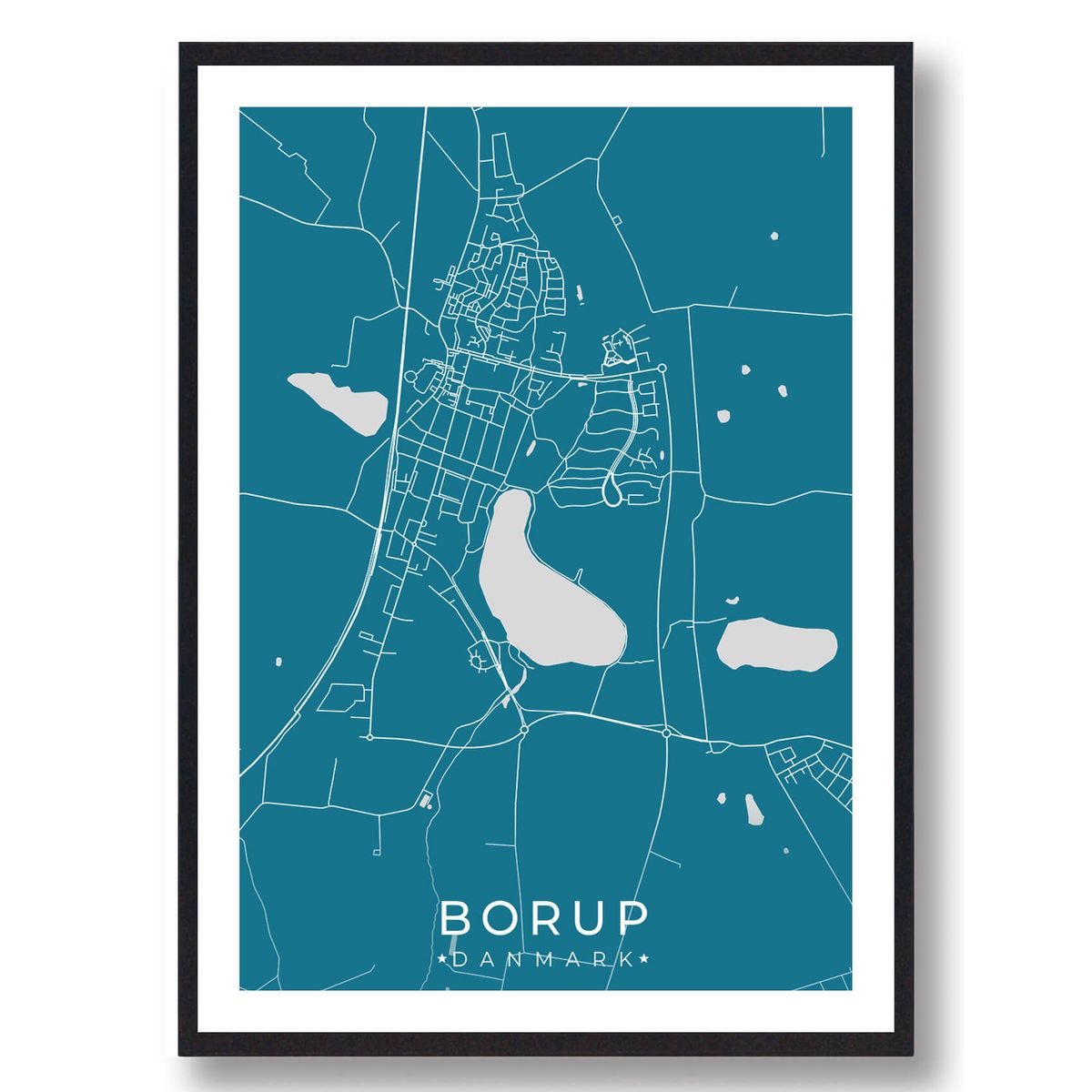 Borup by plakat - blå (Størrelse: L - 50x70cm (B2))