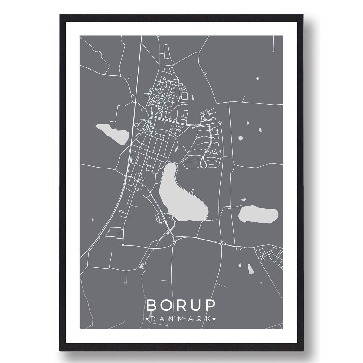 Borup by plakat - grå (Størrelse: L - 50x70cm (B2))