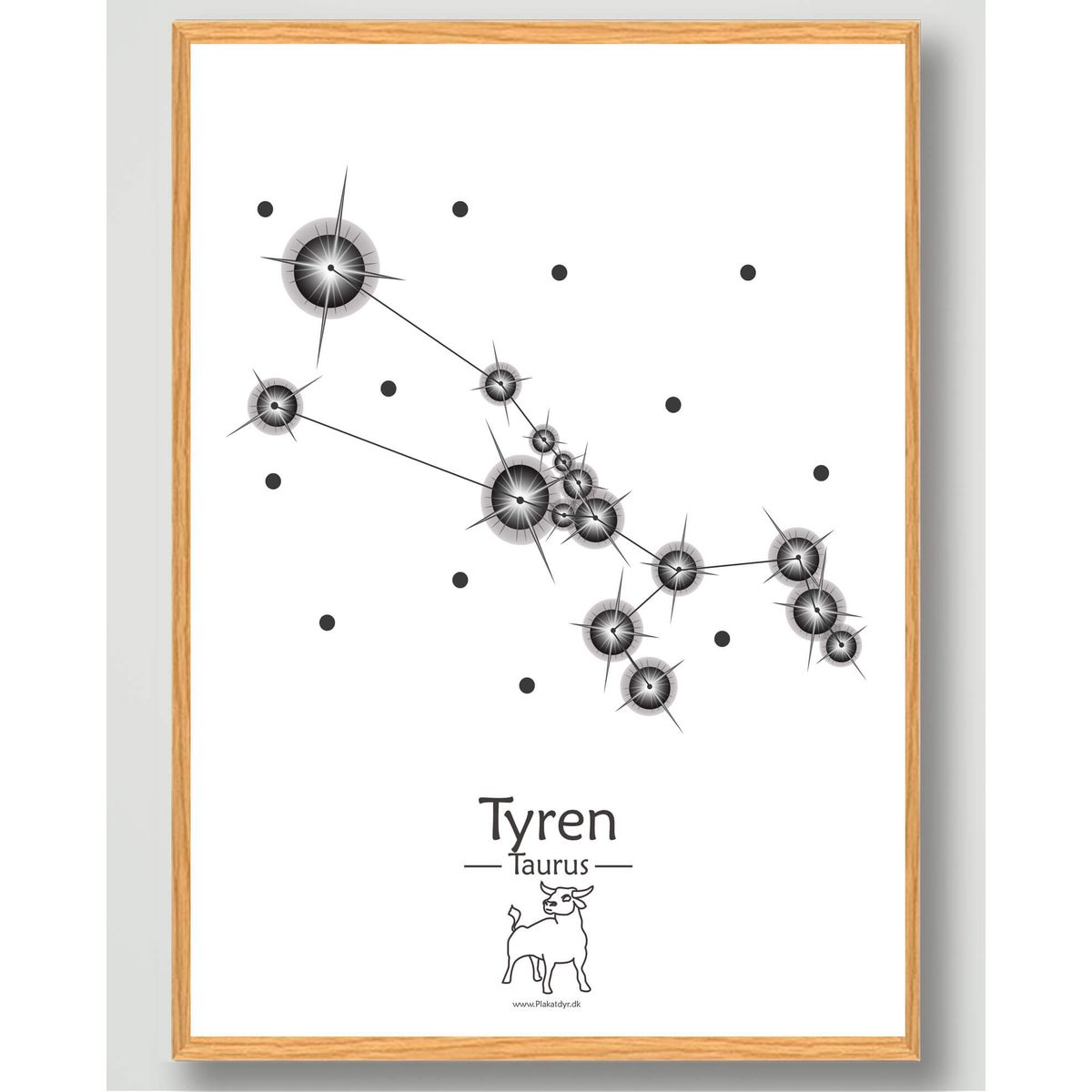 Stjernebillede tyren (hvid) - plakat (Størrelse: M - 30x40cm)