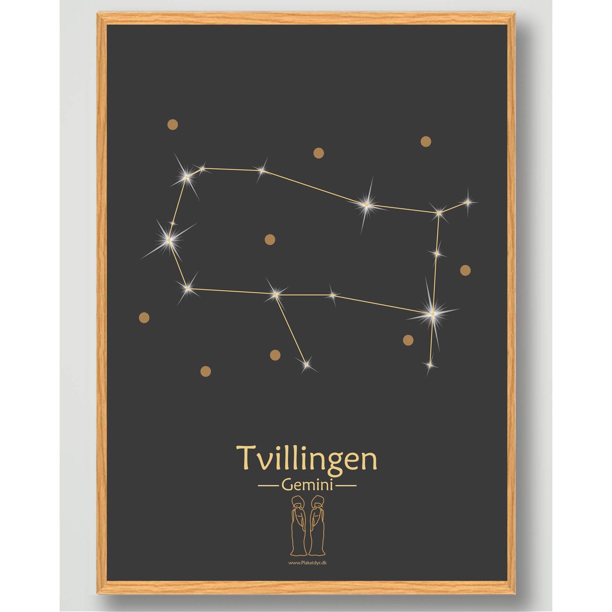 Stjernebillede tvillingen (sort) - plakat (Størrelse: L - 50x70cm (B2))