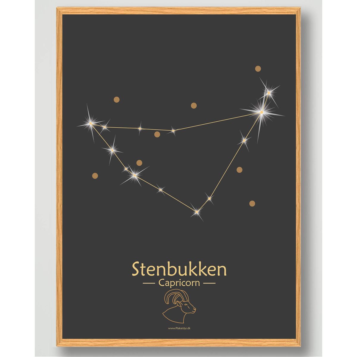 Stjernebillede stenbukken (sort) - plakat (Størrelse: S - 21x29,7cm (A4))