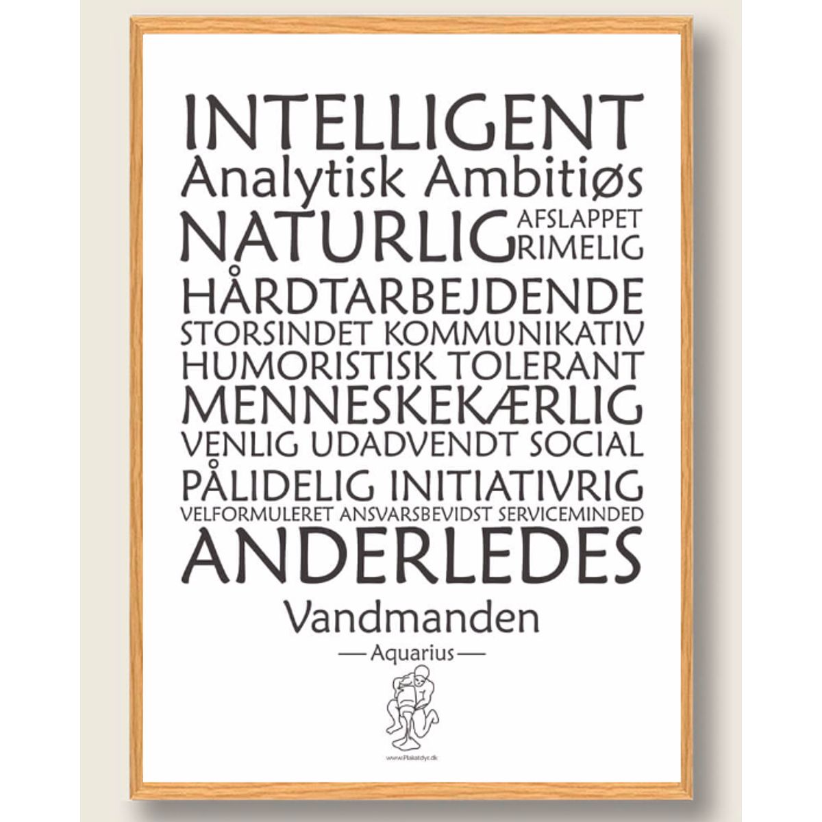 Stjernetegn vandmanden (hvid) - plakat (Størrelse: S - 21x29,7cm (A4))