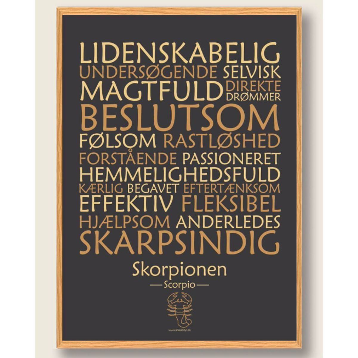 Stjernetegn skorpionen (sort) - plakat (Størrelse: S - 21x29,7cm (A4))