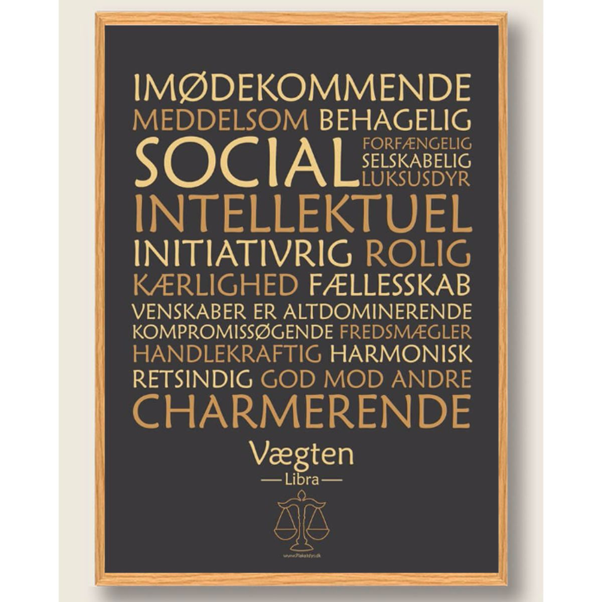 Stjernetegn vægten (sort) - plakat (Størrelse: L - 50x70cm (B2))