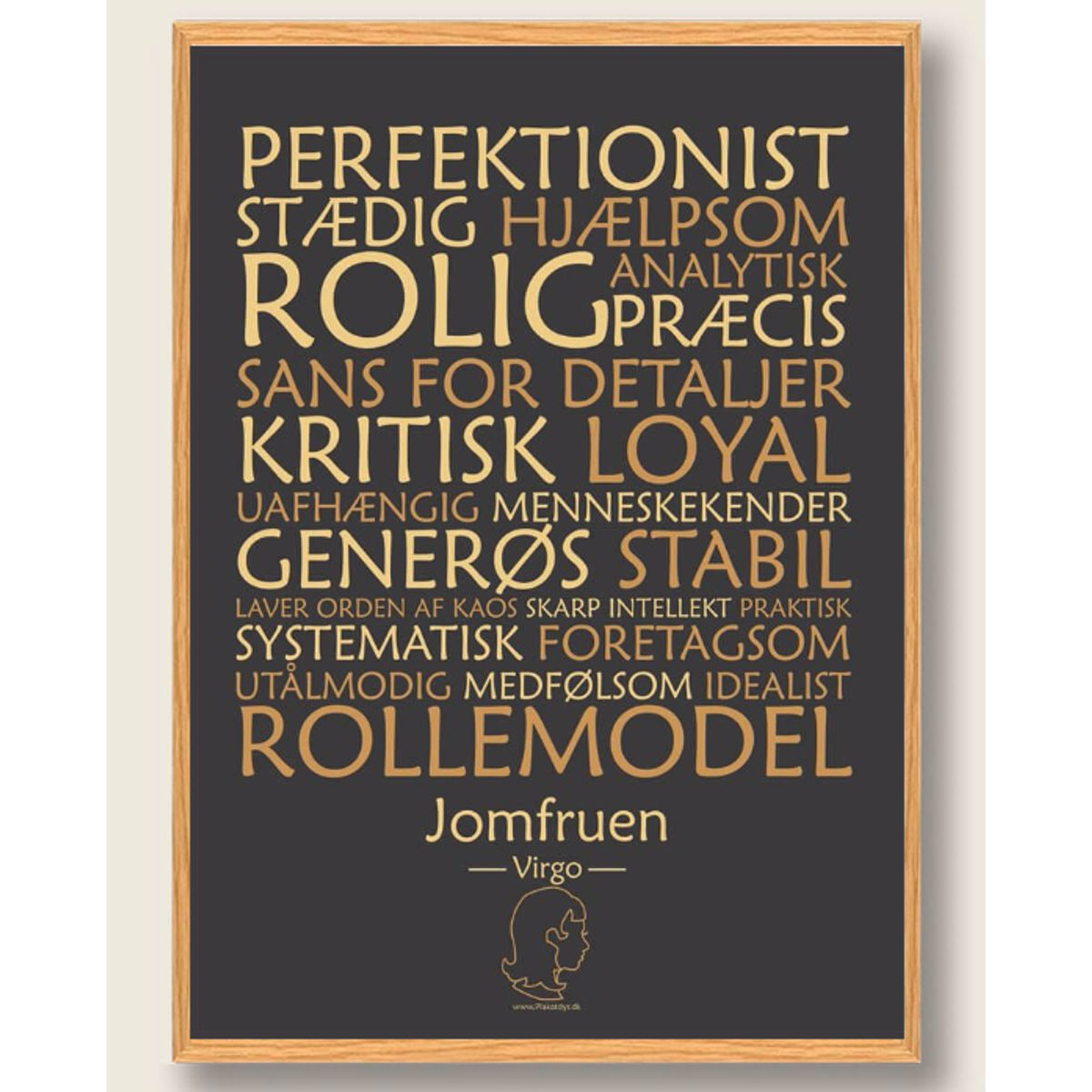 Stjernetegn jomfruen (sort) - plakat (Størrelse: S - 21x29,7cm (A4))