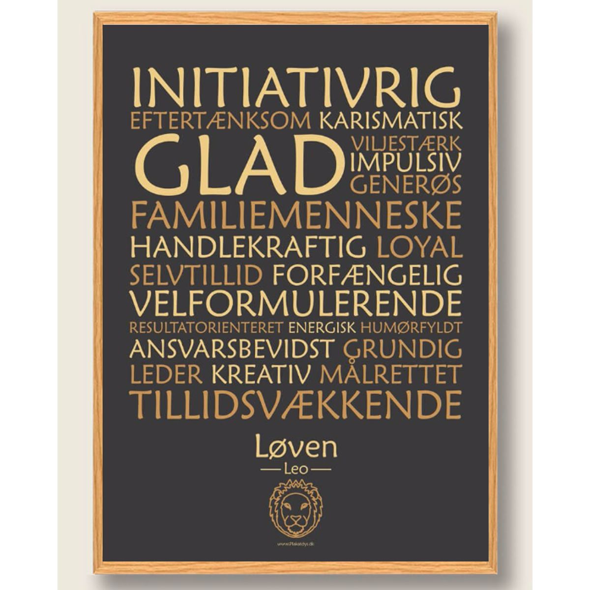 Stjernetegn løven (sort) - plakat (Størrelse: M - 30x40cm)