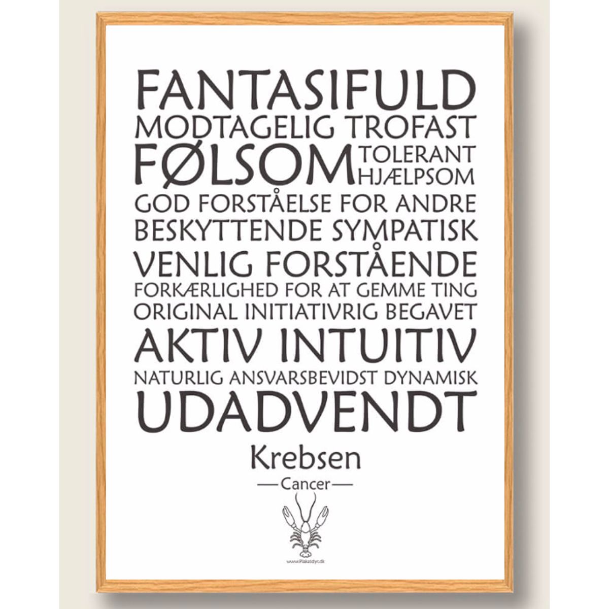 Stjernetegn krebsen (hvid) - plakat (Størrelse: M - 30x40cm)