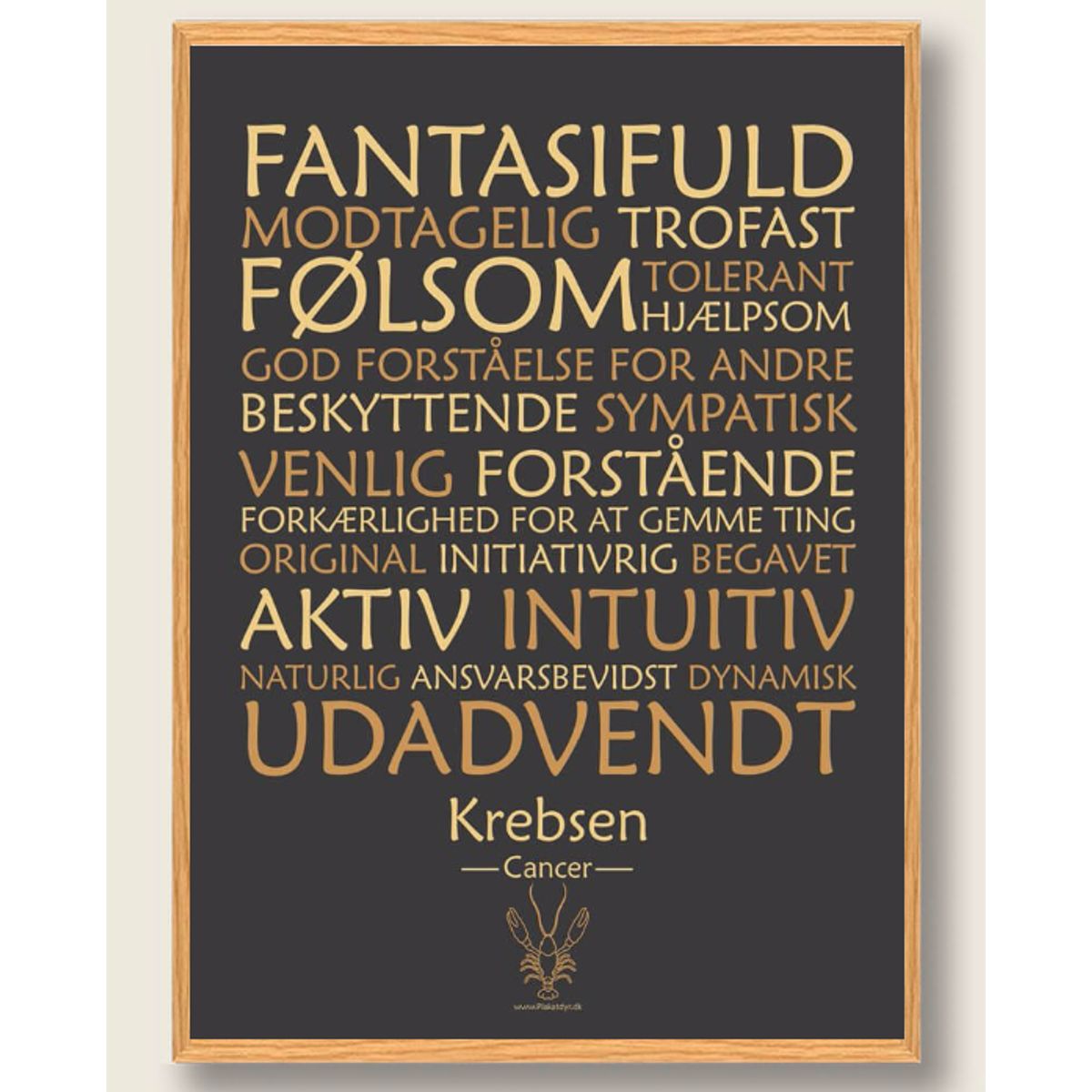 Stjernetegn krebsen (sort) - plakat (Størrelse: S - 21x29,7cm (A4))