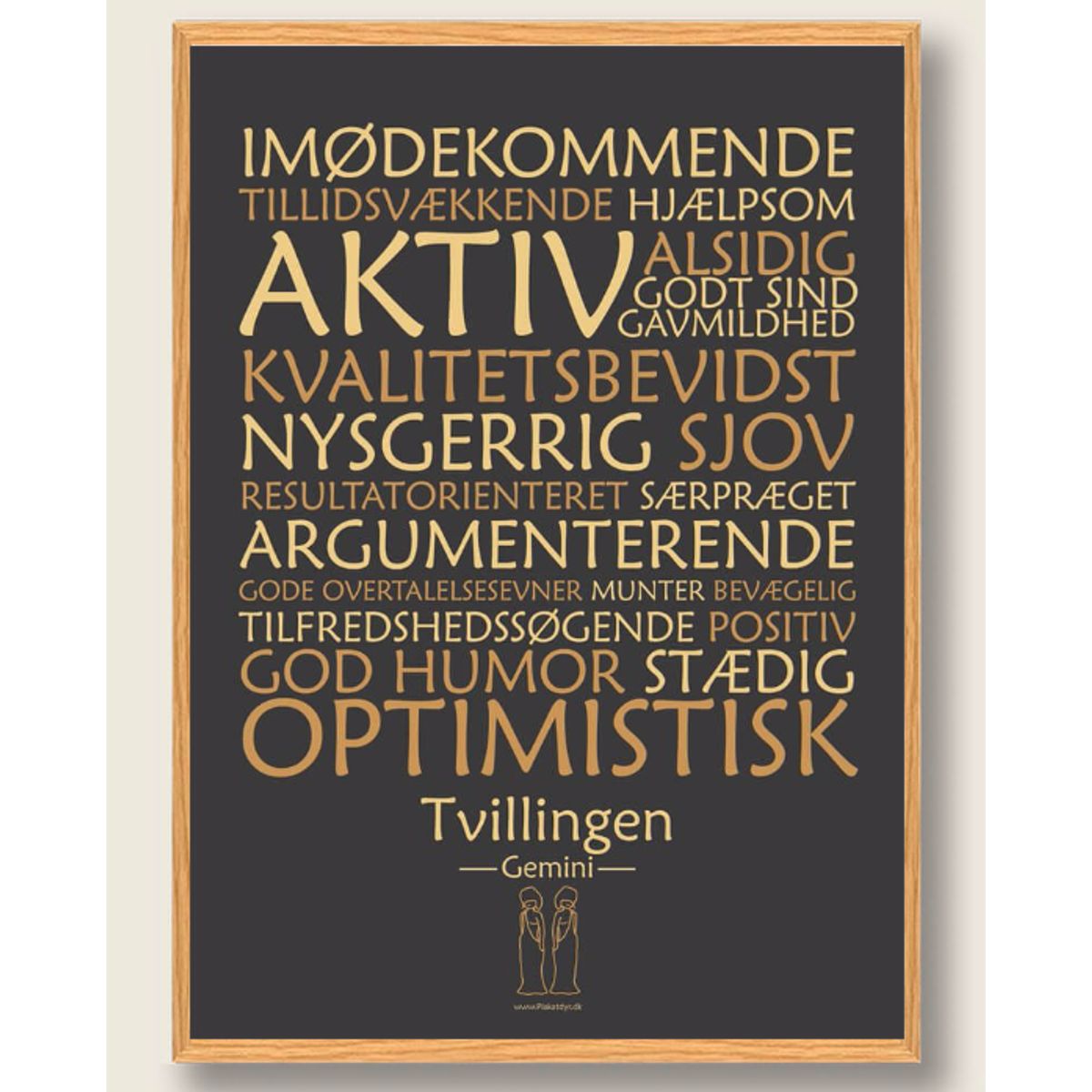 Stjernetegn tvillingen (sort) - plakat (Størrelse: S - 21x29,7cm (A4))