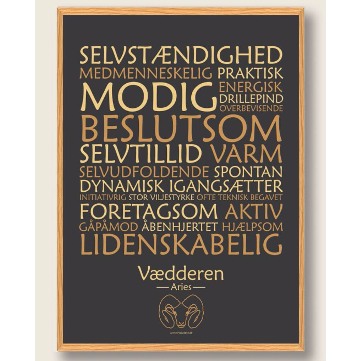 Stjernetegn vædderen (sort) - plakat (Størrelse: S - 21x29,7cm (A4))