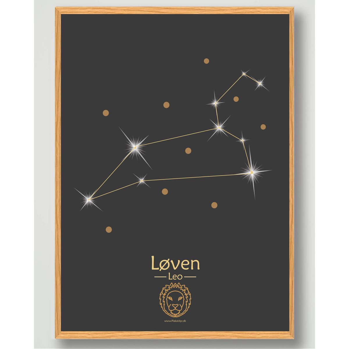 Stjernebillede løven (sort) - plakat (Størrelse: L - 50x70cm (B2))