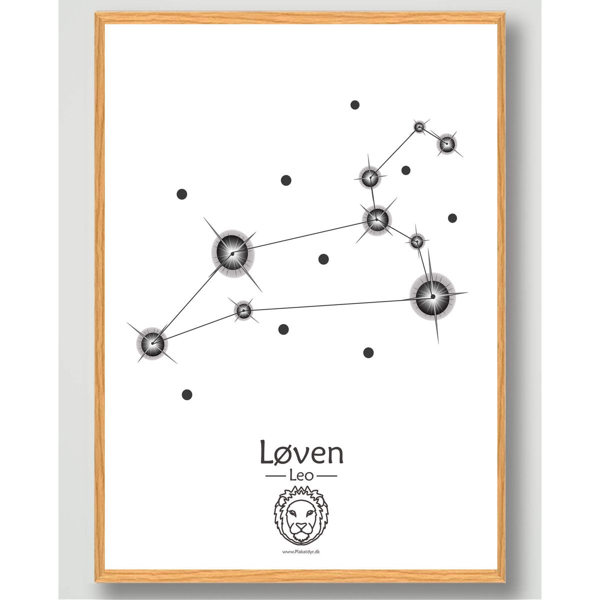 Stjernebillede løven (hvid) - plakat (Størrelse: L - 50x70cm (B2))