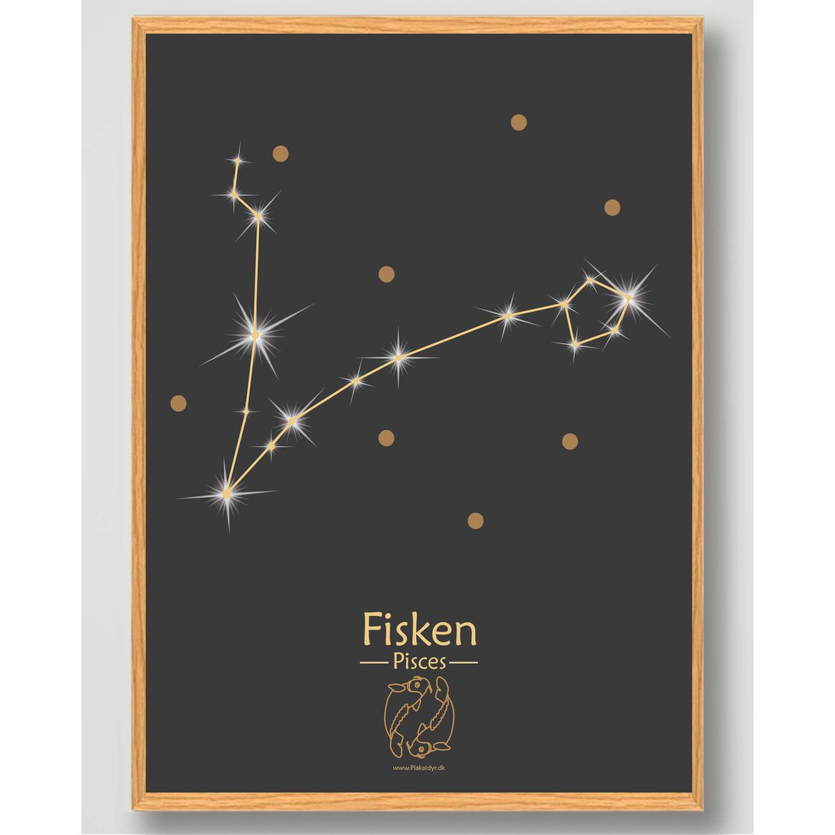 Stjernebillede fisken (sort) - plakat (Størrelse: S - 21x29,7cm (A4))