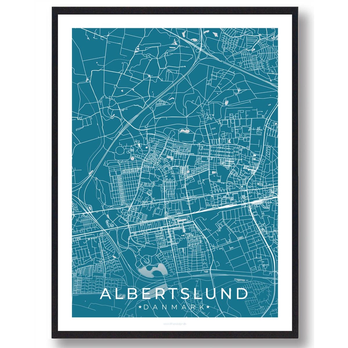 Albertslund by plakat - blå (Størrelse: L - 50x70cm (B2))