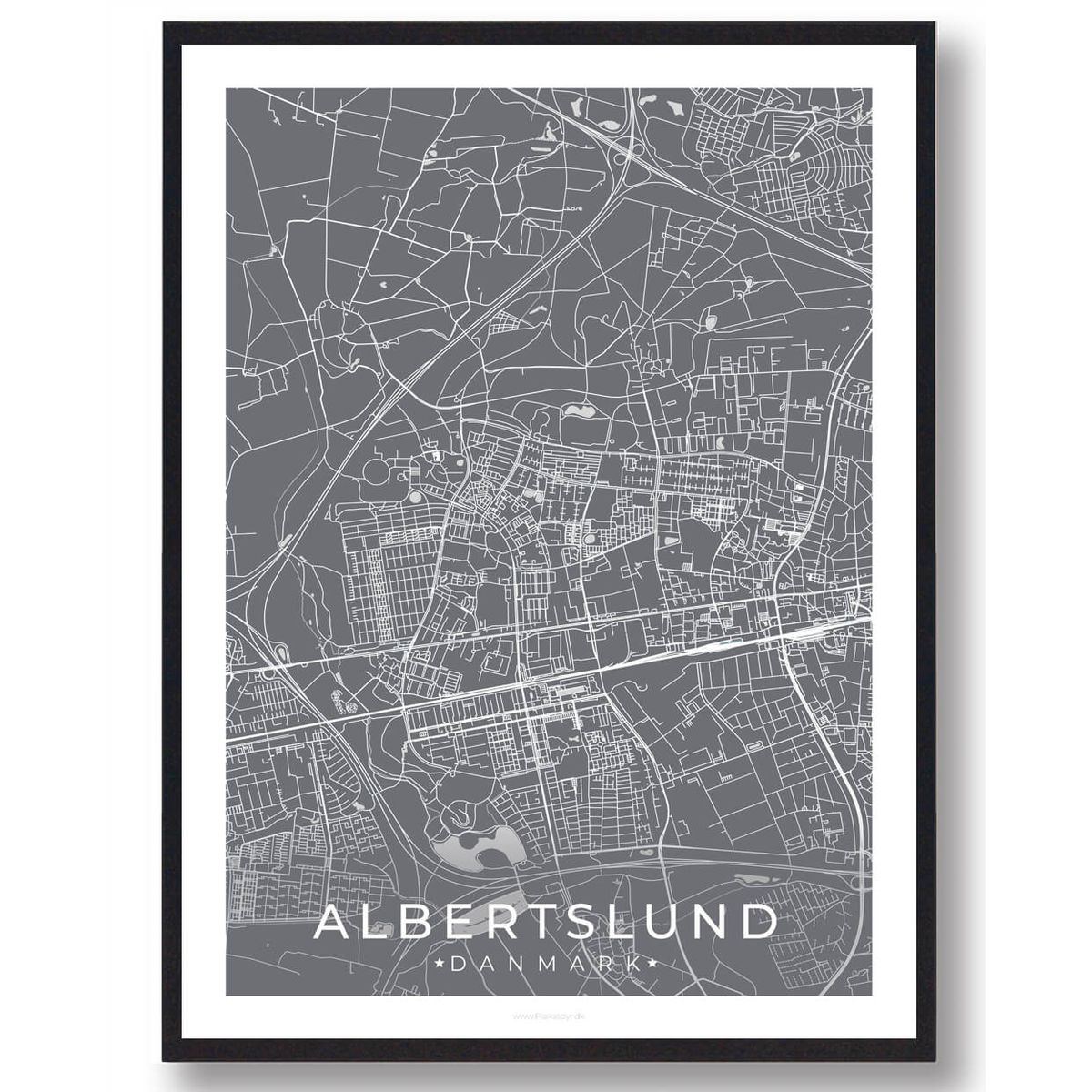 Albertslund by plakat - grå (Størrelse: L - 50x70cm (B2))