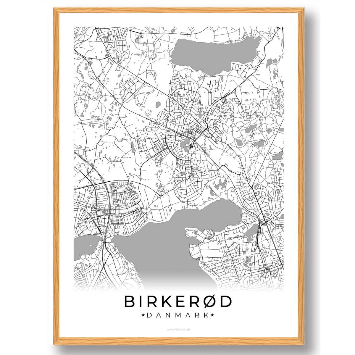 Birkerød by plakat - hvid (Størrelse: L - 50x70cm (B2))