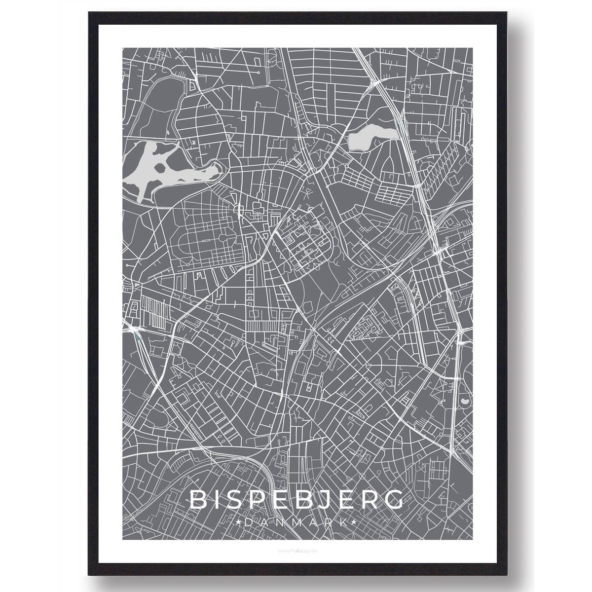 Bispebjerg by plakat - grå (Størrelse: L - 50x70cm (B2))