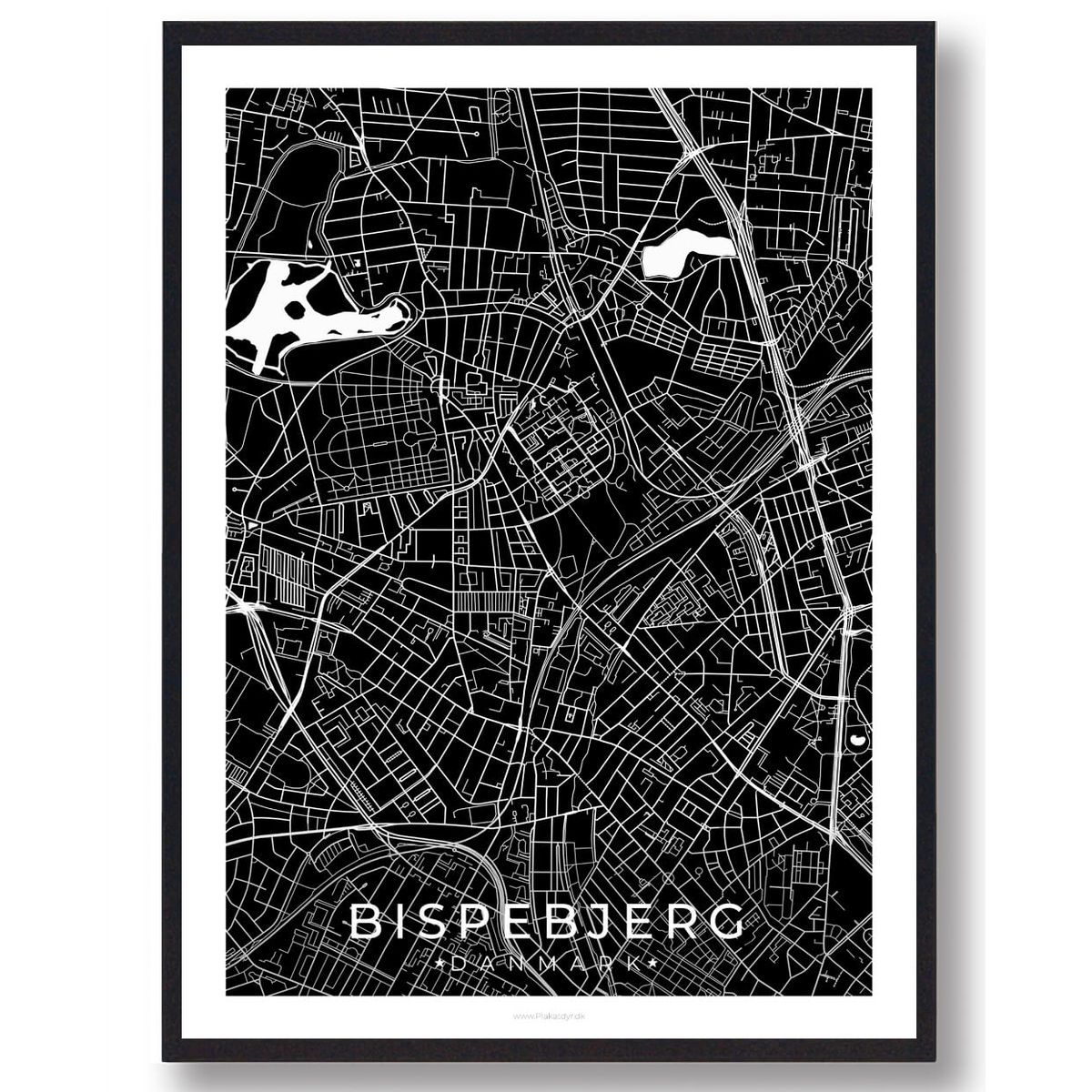 Bispebjerg by plakat - sort (Størrelse: L - 50x70cm (B2))