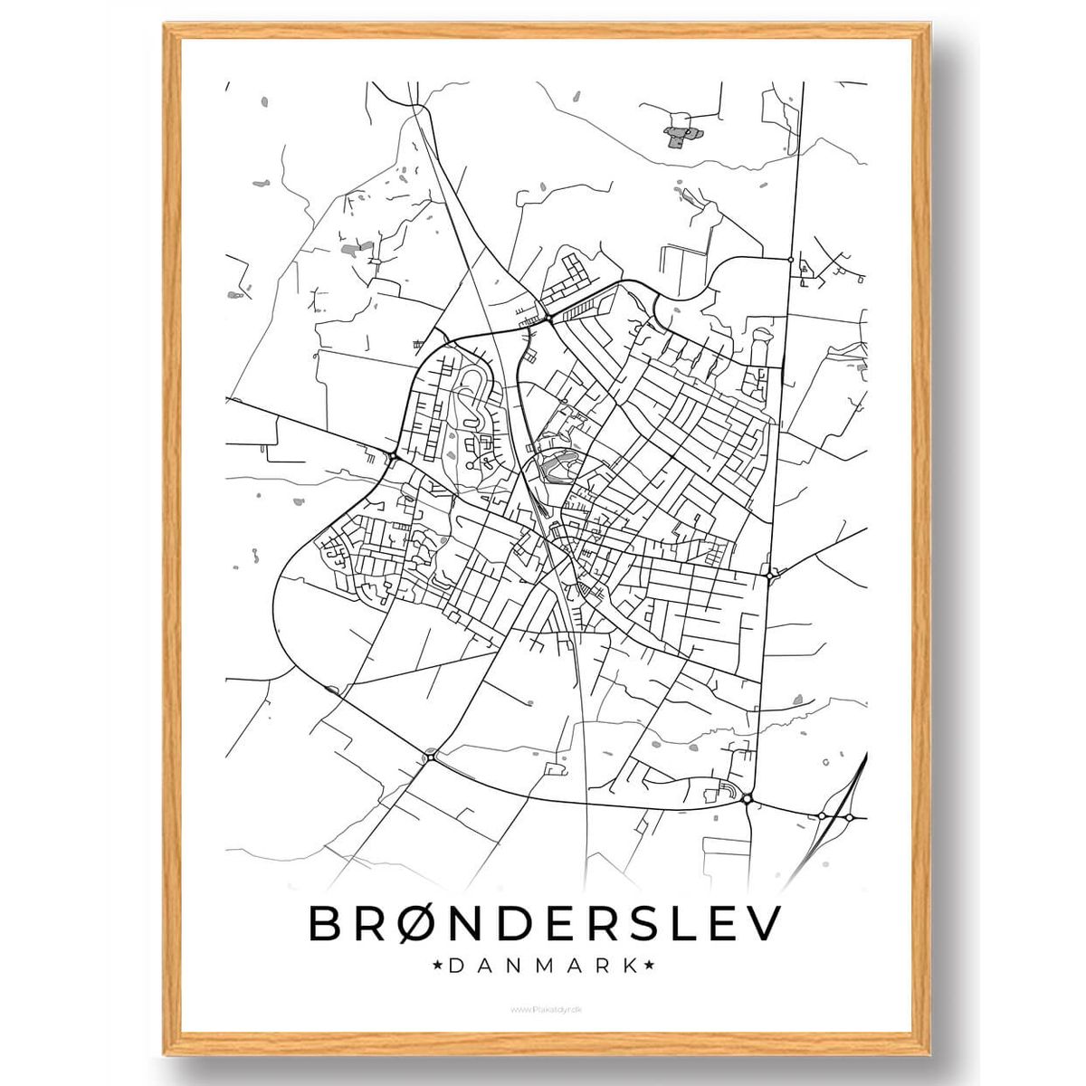 Brønderslev by plakat - hvid (Størrelse: L - 50x70cm (B2))