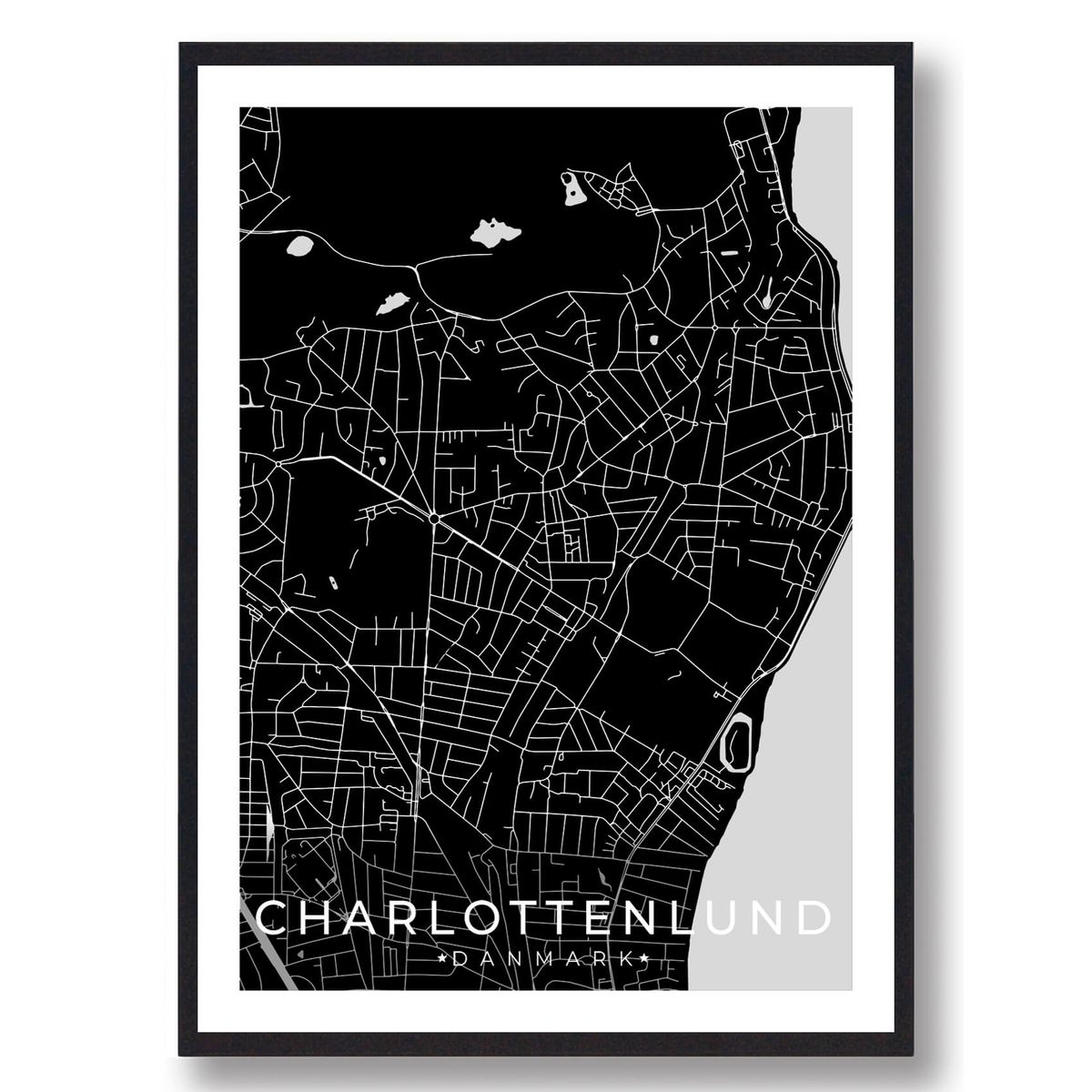 Charlottenlund by plakat - sort (Størrelse: L - 50x70cm (B2))