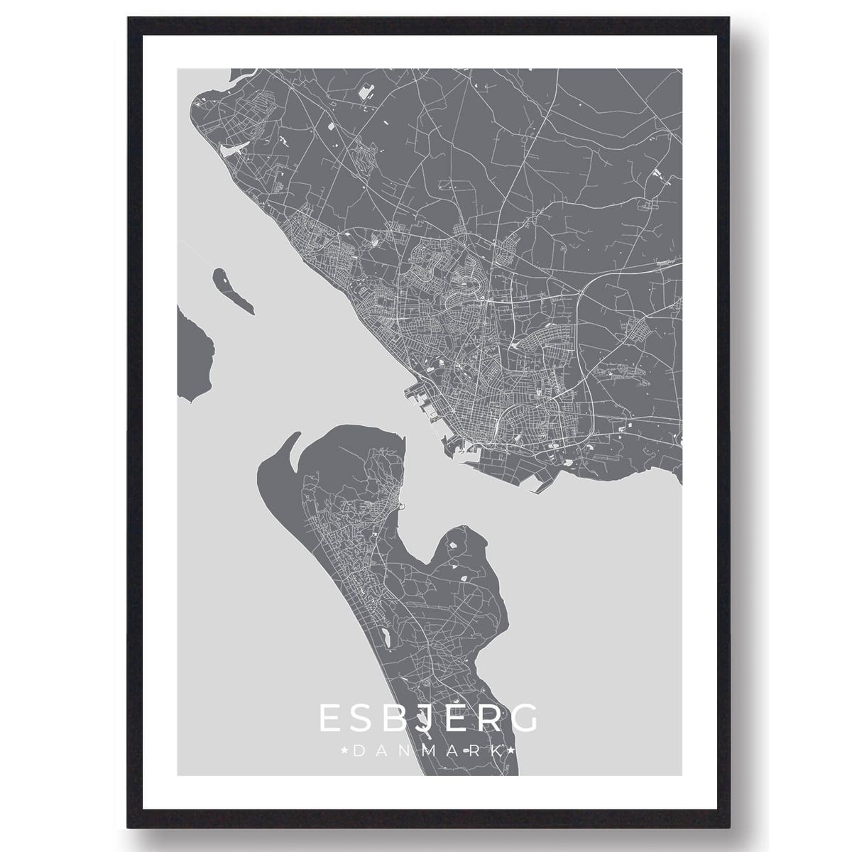 Esbjerg by plakat - grå (Størrelse: L - 50x70cm (B2))