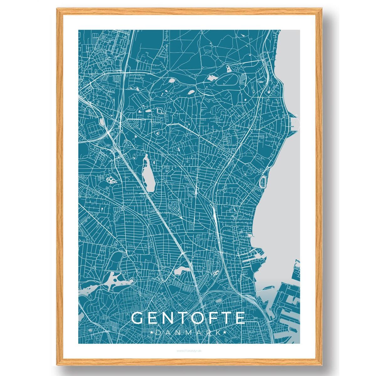 Gentofte by plakat - blå (Størrelse: L - 50x70cm (B2))