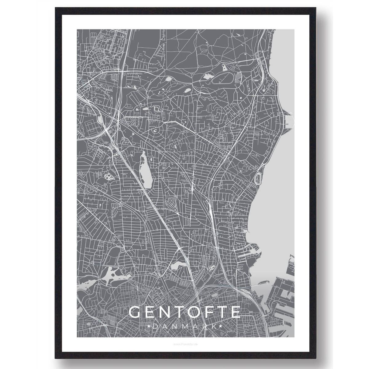 Gentofte by plakat - grå (Størrelse: L - 50x70cm (B2))