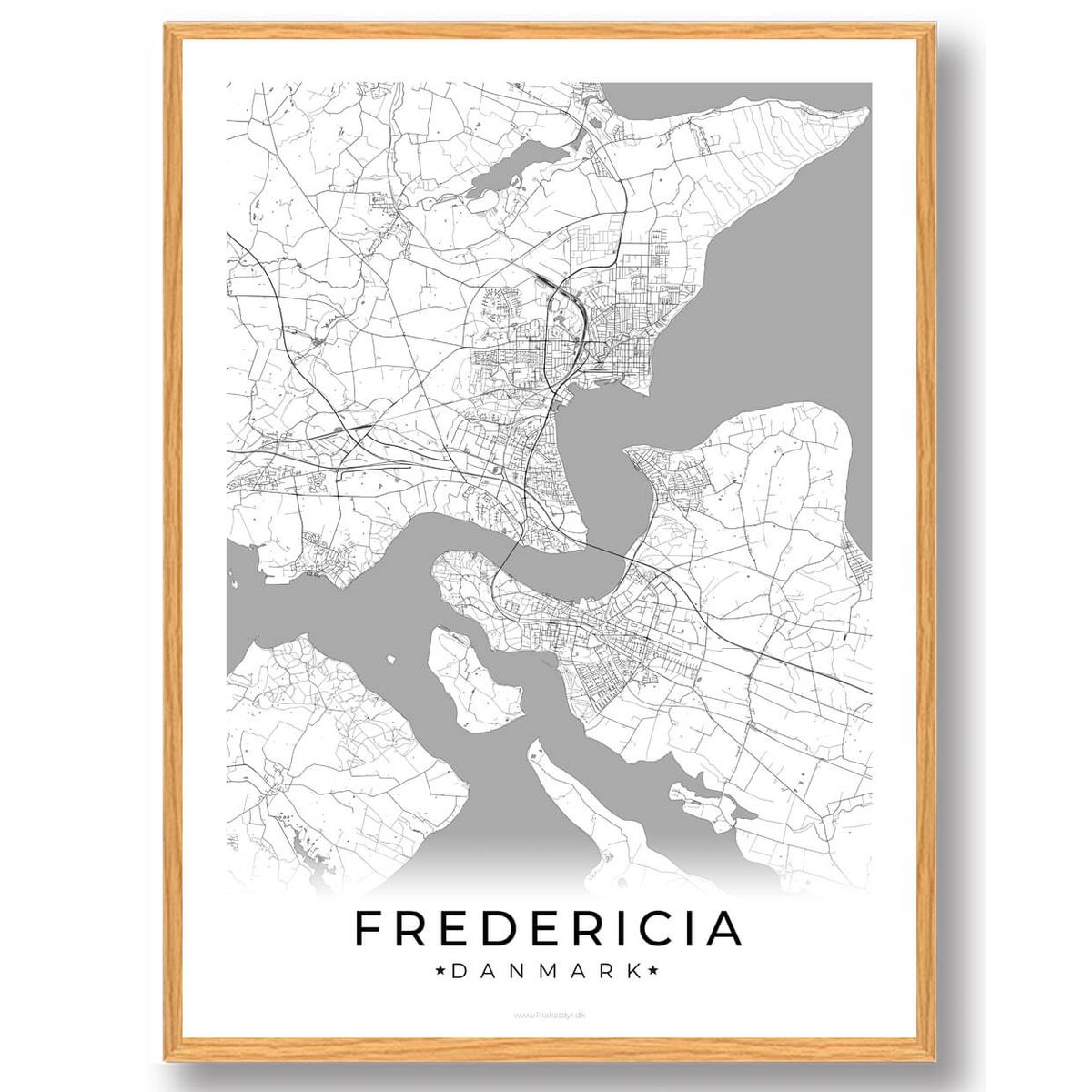 Fredericia by plakat - hvid (Størrelse: L - 50x70cm (B2))