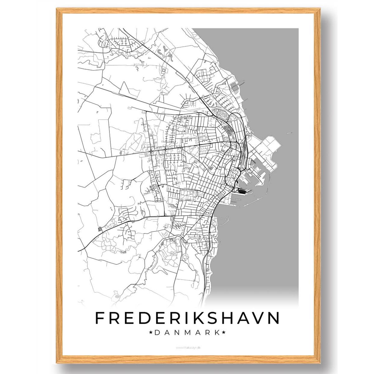 Frederikshavn by plakat - hvid (Størrelse: L - 50x70cm (B2))