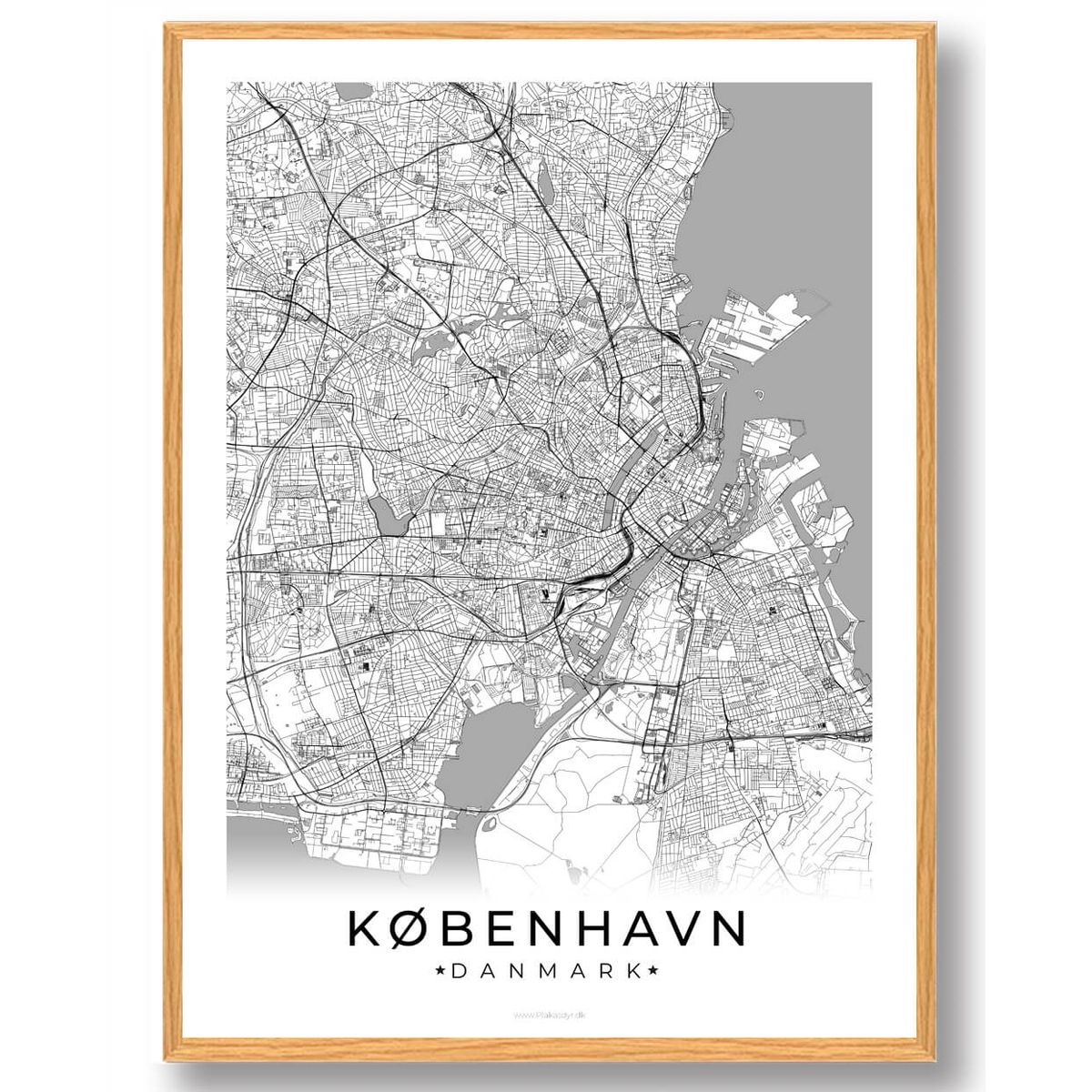 København by plakat - hvid (Størrelse: L - 50x70cm (B2))