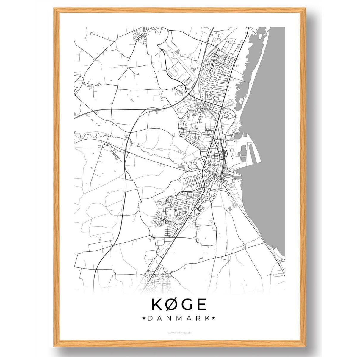 Køge by plakat - hvid (Størrelse: L - 50x70cm (B2))