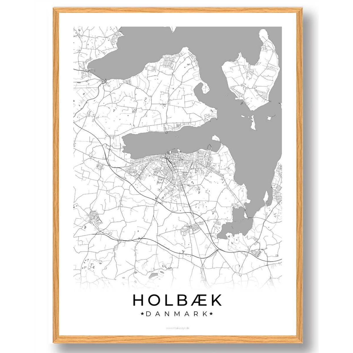 Holbæk by plakat - hvid (Størrelse: L - 50x70cm (B2))