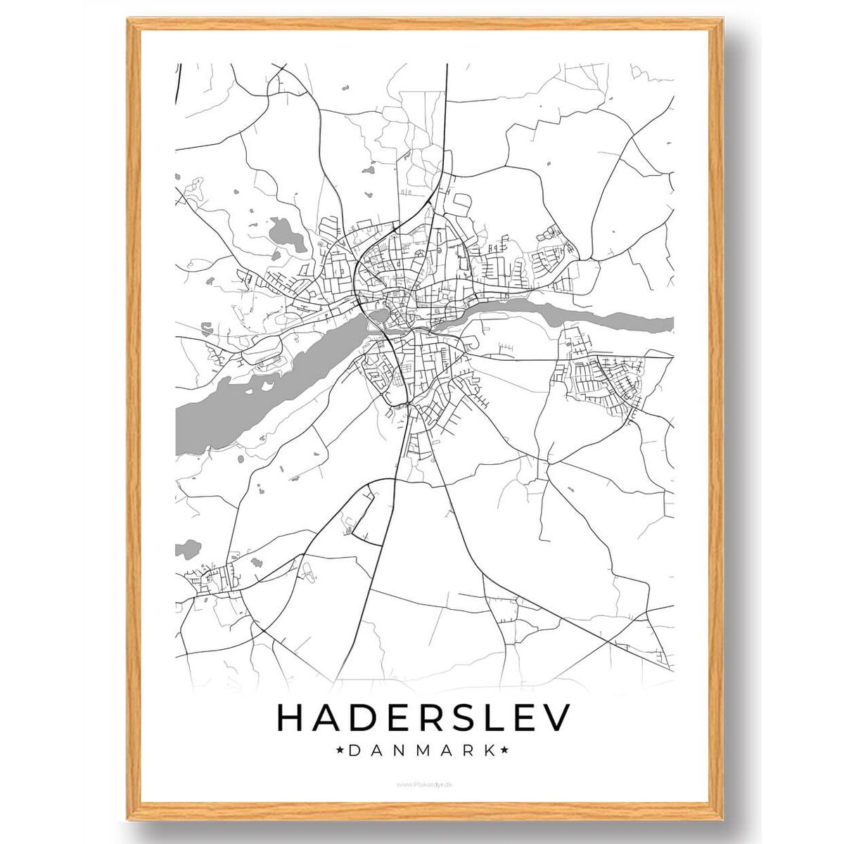 Haderslev by plakat - hvid (Størrelse: L - 50x70cm (B2))