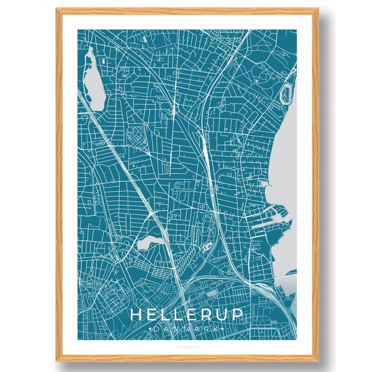 Hellerup by plakat - blå (Størrelse: L - 50x70cm (B2))