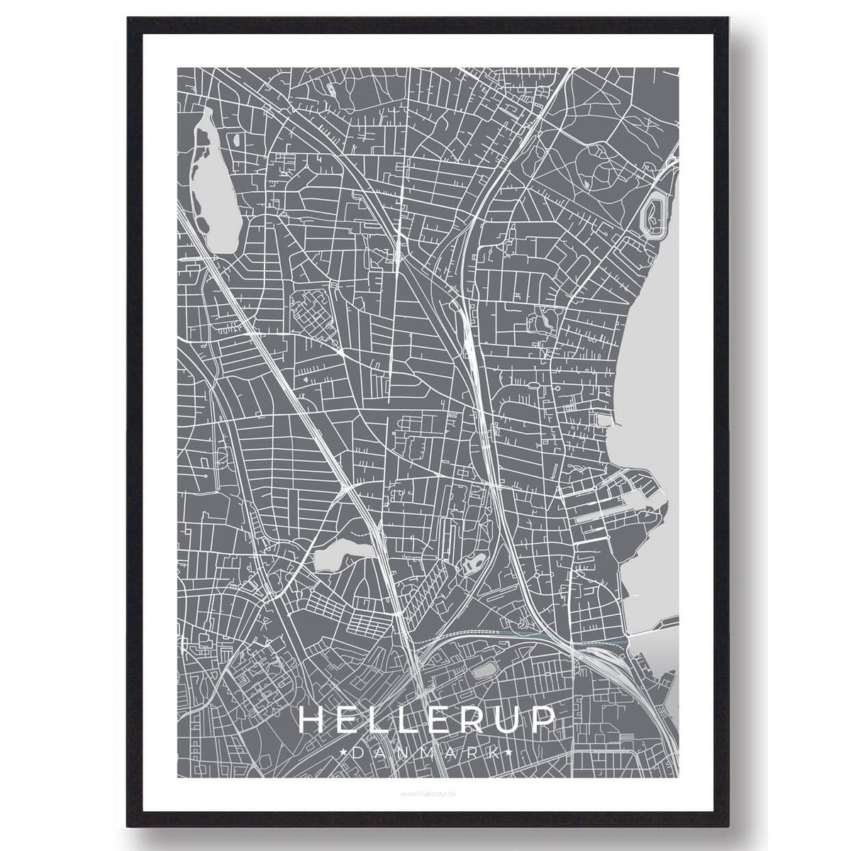 Hellerup by plakat - grå (Størrelse: L - 50x70cm (B2))