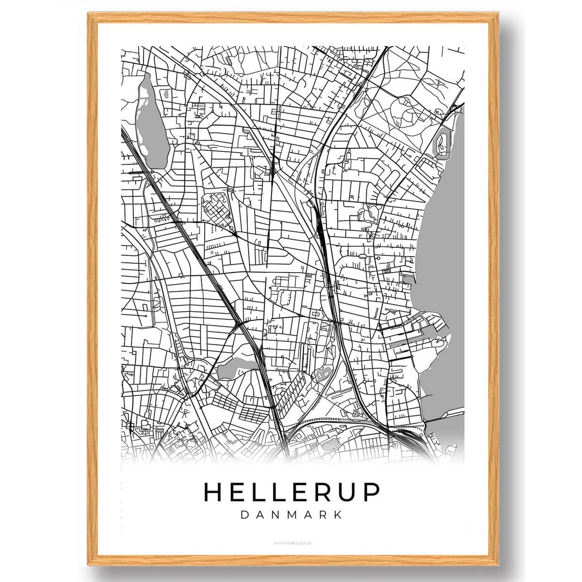 Hellerup by plakat - hvid (Størrelse: L - 50x70cm (B2))