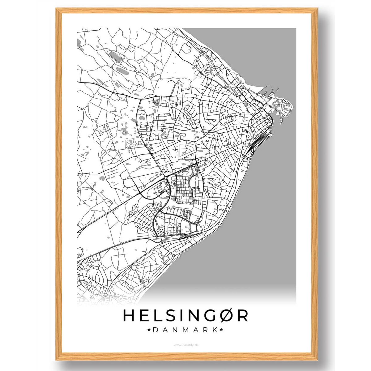 Helsingør by plakat - hvid (Størrelse: L - 50x70cm (B2))