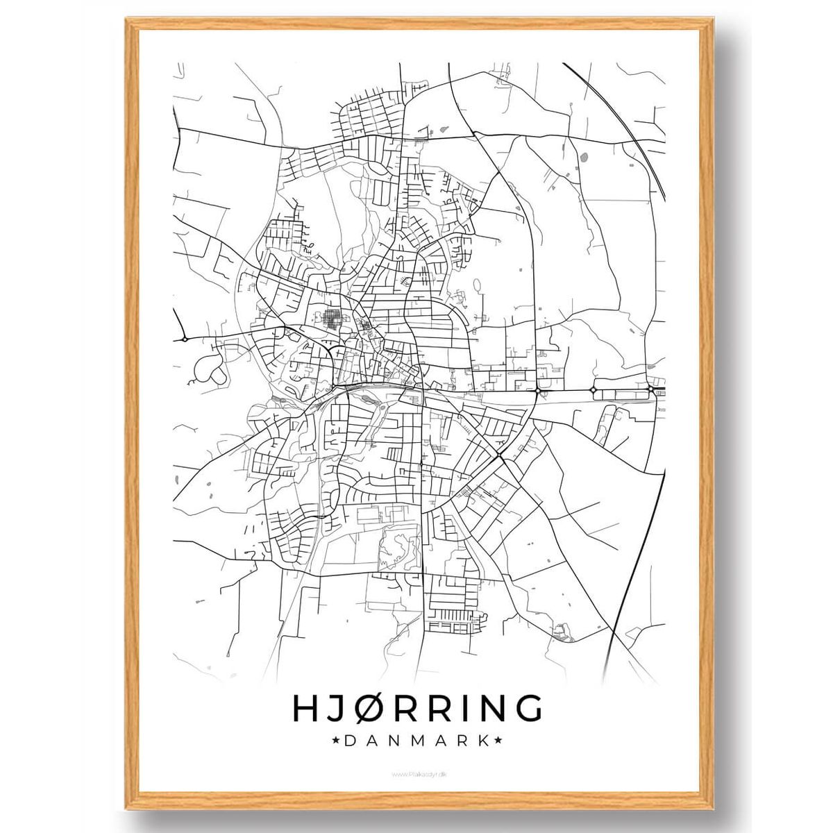 Hjørring by plakat - hvid (Størrelse: L - 50x70cm (B2))