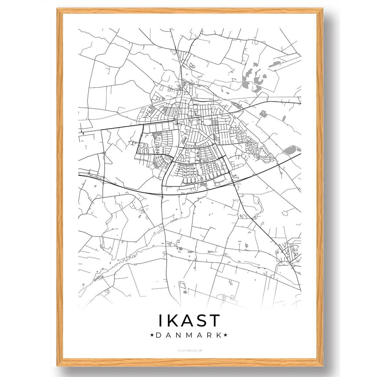 Ikast by plakat - hvid (Størrelse: L - 50x70cm (B2))